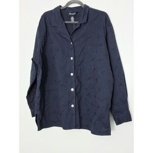 Denim & Co Shirt Women's Size 2X Blue Embroidered Long Sleeve Button Down NEW